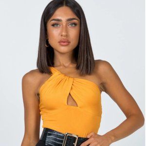 One Shoulder Orange Bodysuit